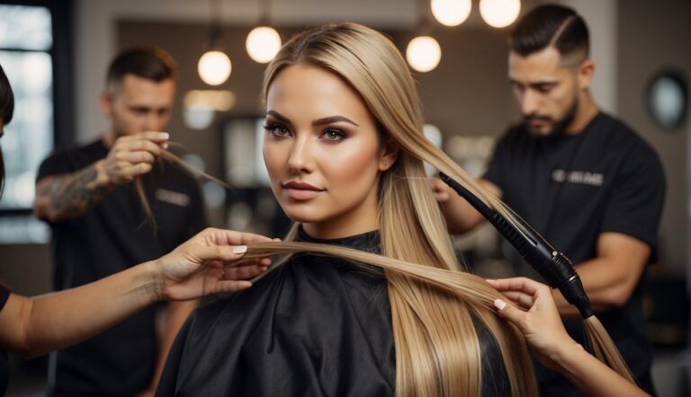 How to Style Hair Extensions: A hairstylist carefully selects and styles various types of hair extensions, showcasing their versatility and natural appearance