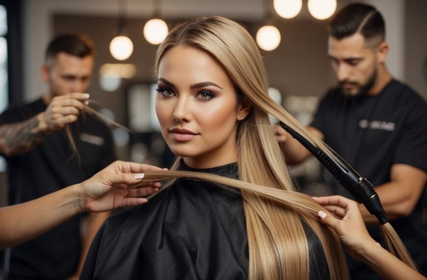How to Style Hair Extensions: A hairstylist carefully selects and styles various types of hair extensions, showcasing their versatility and natural appearance