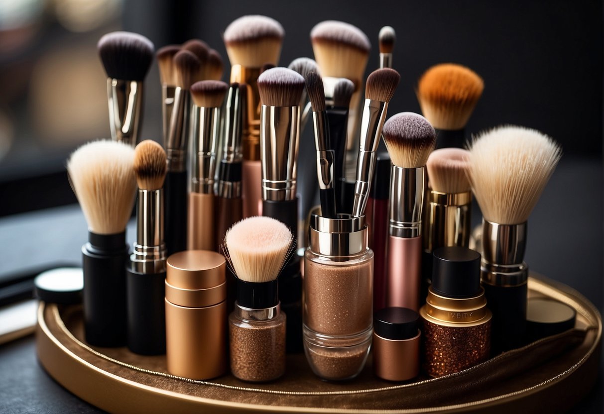 What Makeup Brushes are Used for What: A variety of makeup brushes arranged neatly on a table, each labeled with its specific use, such as foundation, eyeshadow, blush, and blending